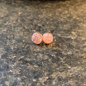 Frosted Pink with Rose Gold Druzy Studs